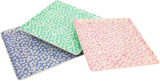 GWPP 10.5" x 10.5" x 3/4" Melamine Plastic Shallow Floral Breakfast Serving Tray, Set of 3 Small Tray in 3 Colors for Restaurant or Picnic Camping (Shallow Floral Colorful Mixing)