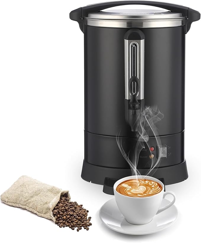 100 Cups Coffee Urn Hot Water Urn,14L/3.8 Gal Large Stainless Steel Commercial Coffee Maker with Double Wall Insulation, Electric Hot Beverage Dispenser for Buffet Party Catering,Weddings