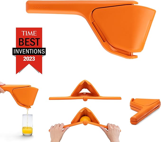 Dreamfarm Original Orange Fluicer Easy-Squeeze Fold-Flat Citrus Juicer - 11 Inch, Suits All Citrus