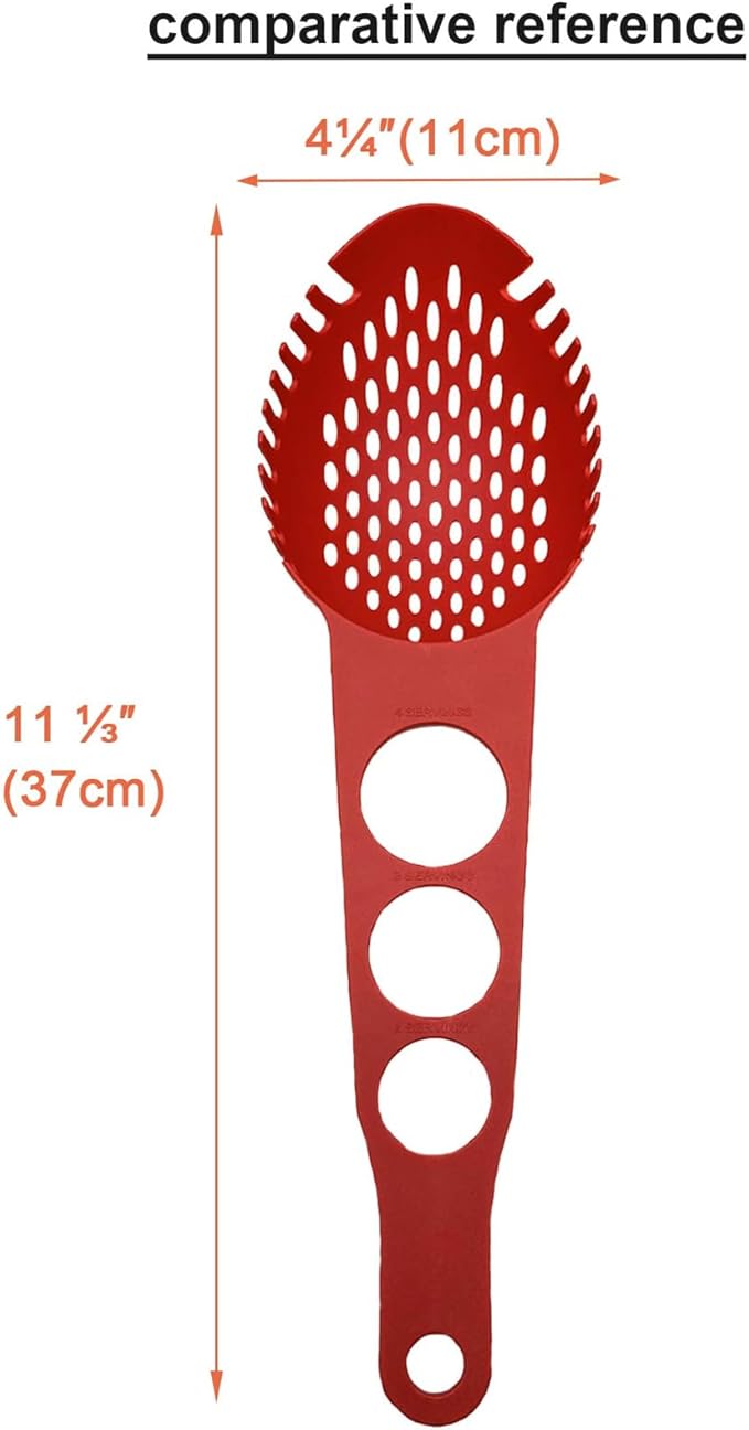 Nylon Spaghetti Server Non-Stick Pasta Fork Slotted Spoon Food Strainer with Spaghetti Measure Tool Strainer Ladle for Kitchen Dishwasher, Large Size