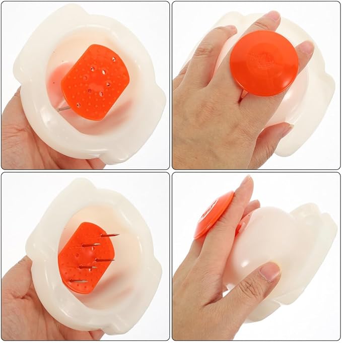 Garneck Food Safety Holder for Mandolin Slicer or Grater, Finger Anti-Cut Protectors for Vegetable Grater Peelers Food Slicer Cutter Finger Guard for Mandoline Slicer Cutting Beige