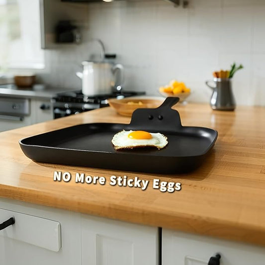 Quick-Heat Nonstick Aluminum Griddle Pan, Large Flat Skillet for Pancakes, Bacon, Eggs, Easy Clean Cookware, Gas Electric Ceramic Glass Top, Family Weekend Brunch, RV Camping, Gifting for Home Cooks