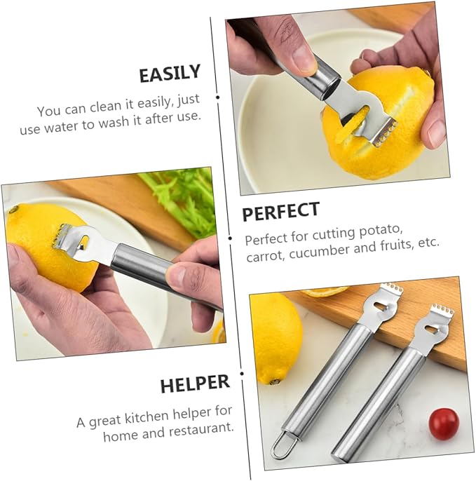 Luxshiny 3pcs Stainless Steel Lemon Slicer Multi-purpose Fruit Peeler and Grater Easy to Clean Kitchen Tool for Citrus Vegetables and More Kitchen Accessory