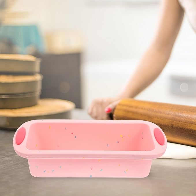SEWCHICS Silicone Bread Baking Mold and Toast Loaf Pan Non-Stick Pink Rectangular Cake Bake Mold for Home Baking