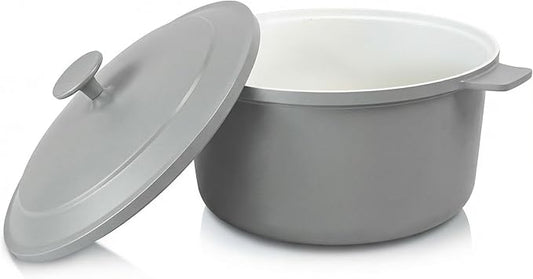 Gotham Steel 5 Qt Dutch Oven Pot with Lid, Nonstick Ceramic Dutch Oven Stock Pot, 10 in 1 Cooking Pot & Dutch Oven for Bread Baking, Lightweight, Oven & Dishwasher Safe – Gray