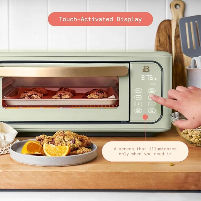 Beautiful by Drew Infrared Air Fry Toaster Oven 1800W with 9-Slice Capacity and Multi-Function Cooking (Sage Green)
