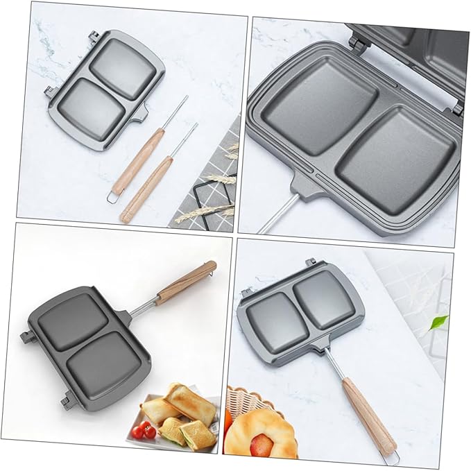 Breakfast Sandwich Maker Double Sided Non Stick Frying Pan Stovetop Press for Cooking Sandwiches Waffles Eggs and More Ergonomic Handle for Easy Use for Outdoor and Indoor Cooking