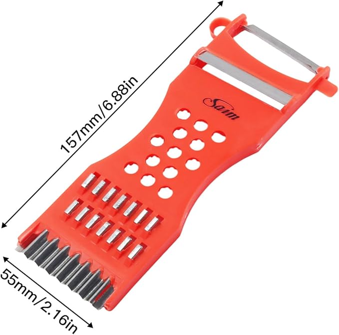 Saim Vegetable Peeler Metal Scraper Fruit Grater Slicer, Multifunction Kitchen Grater Slicer Tool,for Vegetable,Fruit,Cucumber,Potato,Carrots,Cheese,Chef Gadgets Tools - Orange Red 3 Pcs