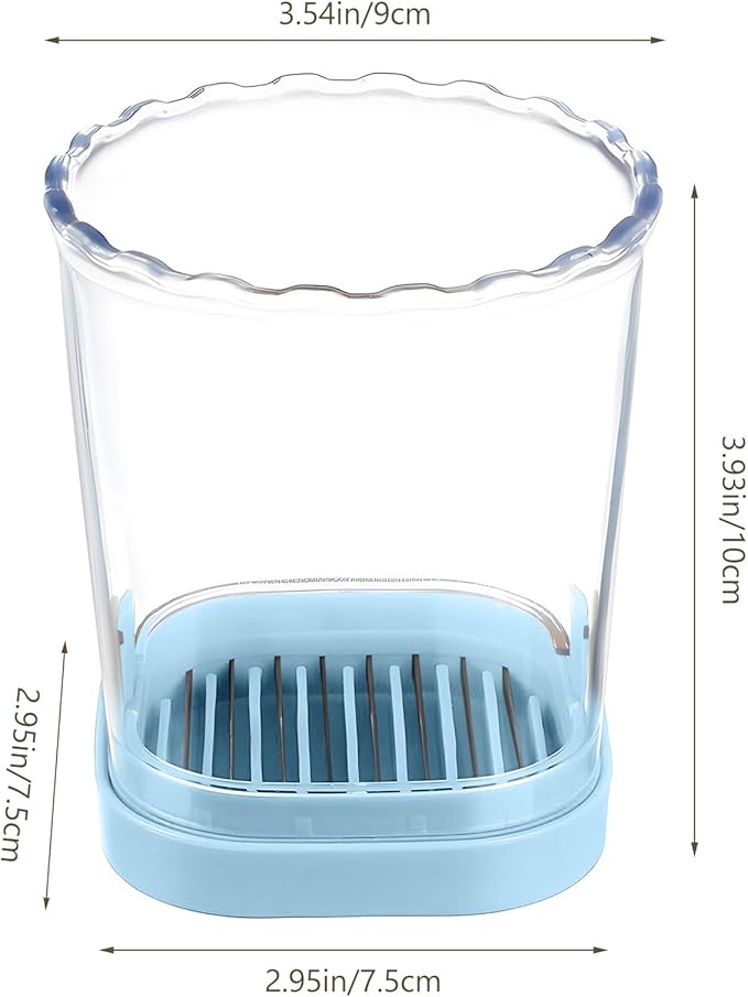 Strawberry Cutter Slicer Cup, Portable Fruit Slicer Cup, Stainless Steel Blade Strawberry Cutter Tool with Push Plate for Banana Egg Grape (Light Blue)
