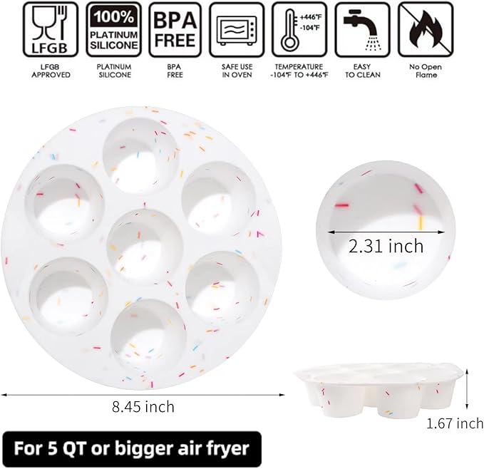 SHEbaking Silicone Egg Bite Molds Air Fryer Muffin Pan for Baking Non-Stick Silicone Egg Molds 7 Cups Air Fryer Cupcake Mold for Mini Muffins, Tart, Mini Cupcake BPA Free