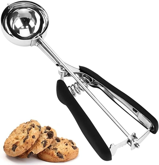 Ice Cream Scoop, 3 Tbsp/ 45 ml/ 1.5 oz, 18/8 Stainless Steel Ice Cream Scooper with Trigger Release, Cookie Scoop with Non-slip Grip