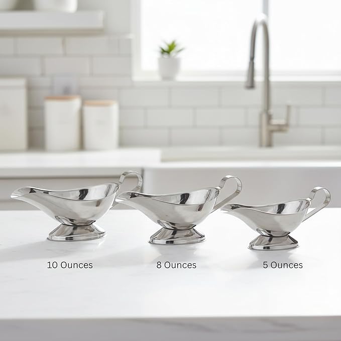 5oz Stainless Steel Gravy Boat | Roasting Sauce Dish Dispenser | Ergonomic Handle | Big Dripless Lip Spout | 5oz [1PK]