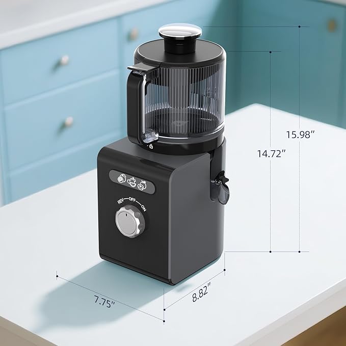Cold Press Juicer Machines with 6.5" Large Feed Chute, Juicer for Whole Vegetables & Fruits, High Juice Yield (Silver)