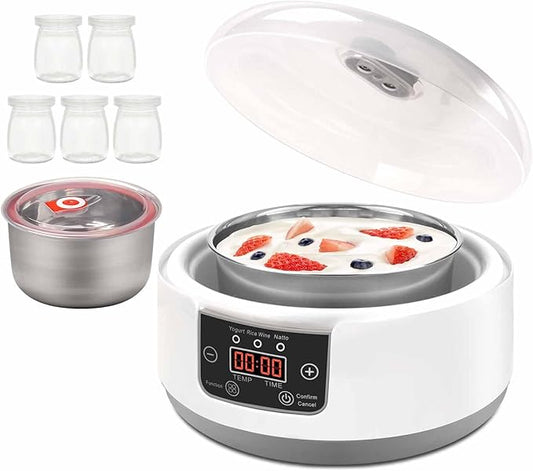 Yogurt Maker Machine, Probiotic Yogurt Maker With Temperature Control, 1.2L Automatic Digital Yogurt Maker With Lcd Display (With 5 Cups)