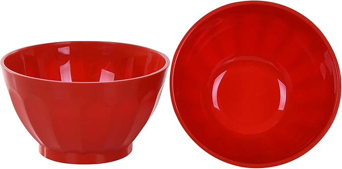 Mintra Colorful Unbreakable Plastic Bowl 4pk - (Medium - 750ml, Red) - (Part Of A Set) - Salad, Snacks, Breakfast Cereal, Fruit, Popcorn, Soup - Shatterproof, BPA Free