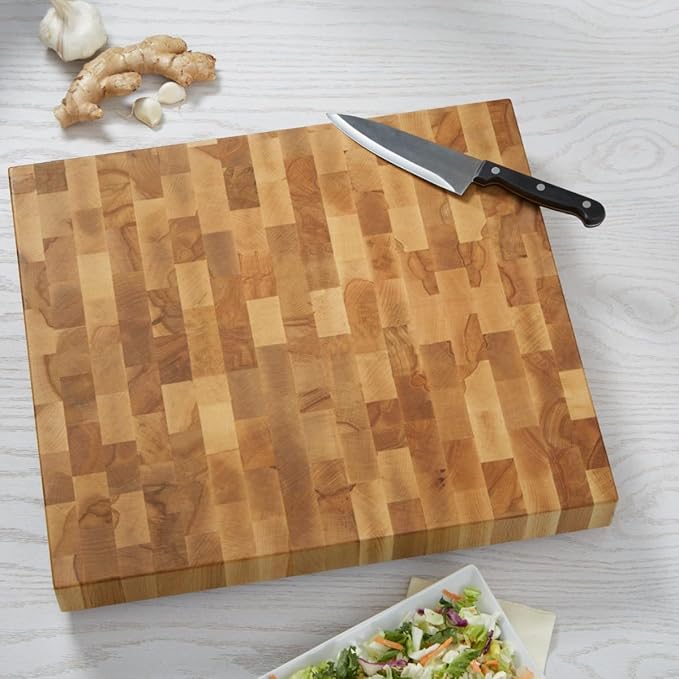 Personalization Universe Premium Wooden Cutting Board 16x18x1.75 - Handcrafted North American Hardwood End Grain with Feet - Charcuterie/Wedding Gift - Made in USA