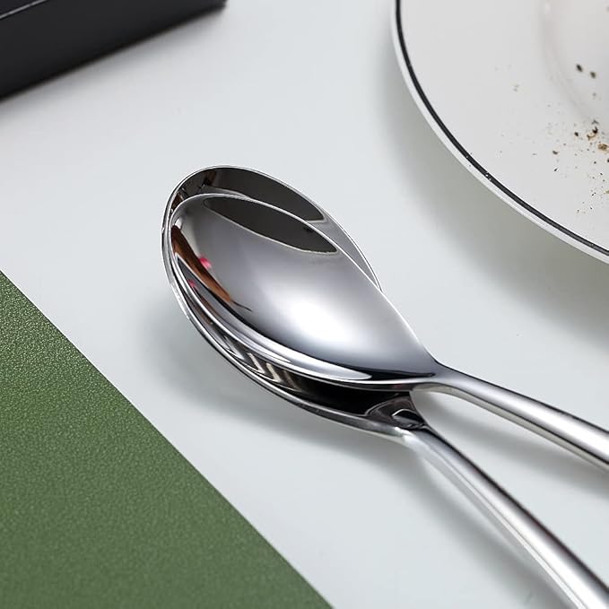 Dinner Spoons 6 Piece, 8.1'' Stainless Steel Tablespoons, Soup Spoons, Dessert Spoons, Spoons Silverware for Home, Kitchen or Restauran,Dishwasher Safe (Silver)