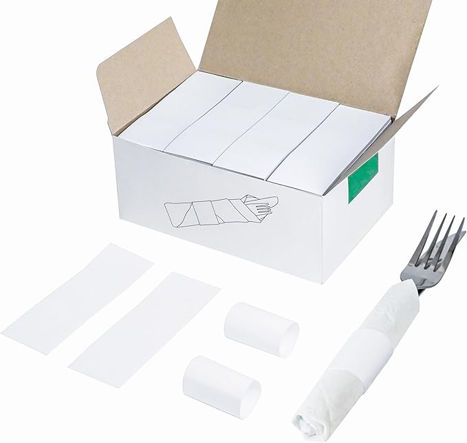 NATURALABEL Standard Napkin Band, Paper Napkin Rings Self Adhesive 2000-Count (White)