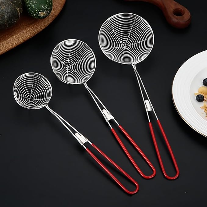 2 Pcs Stainless Steel Strainer Spoons Ladle Hot Pot Strainer Scoops Wire Strainers for Cooking Skimmers Small Frying Spoon Strainer Kitchen Oil Filter Spoons