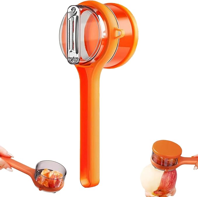 Upgrade Fruit & Vegetable Kitchen Peeler with Storage Box -Safe and Efficient Double-Sided Sharp Stainless Steel Blade,Easy to Clean Peeler with Box Storage,Mess-Free Vegetable & Fruit Prep(Orange)