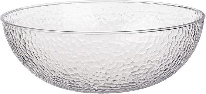 Lillian Collection Stunning Clear Plastic Round Hammered Bowl - 15" (4 Pc.) - Unique Textured Design - Perfect for Parties & Displays