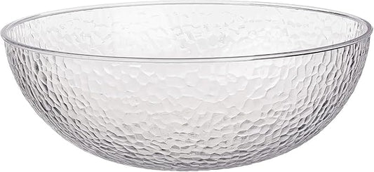 Lillian Collection Stunning Clear Plastic Round Hammered Bowl - 15" (4 Pc.) - Unique Textured Design - Perfect for Parties & Displays