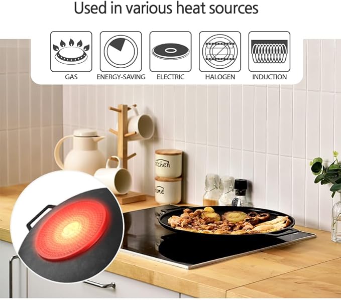 SISEM Korean BBQ 2 IH Griddle Grill Pan with Bag, Nonstick Coating, All Stove(Gas, Electric & Induction), Indoor Outdoor Griddle(14in)