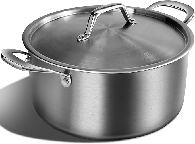 Rokasala 5 QT Saucepan with Lid,3-Ply Stainless Steel Stockpot,Professional Grade Cookware,Induction Compatible