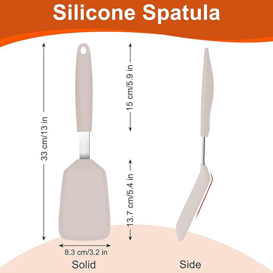 Silicone Spatula, 13 x 3.2 In, 600°F Heat Resistant Kitchen Spatula, BPA Free, Flexible Turner For Non Stick Frying Pan, Cooking, Flipping Egg and Pancake, Dishwasher Safe (Khaki)