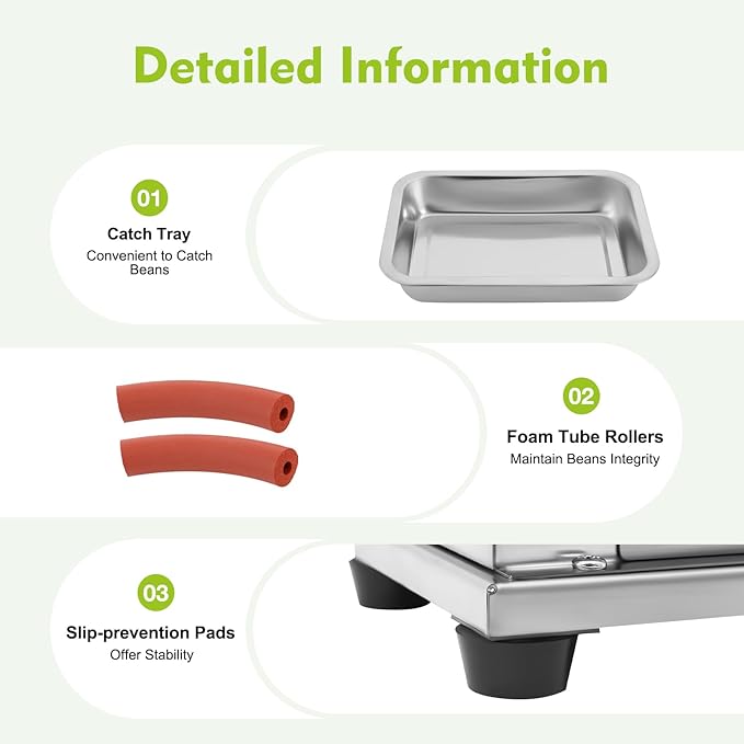 Electric Pea Sheller, Stainless Steel Semi-Automatic Bean Shelling Machine with Anti-Slip Pads, Commercial Electric Bean Sheller Machine 10kg/Hour for Restaurant, Home