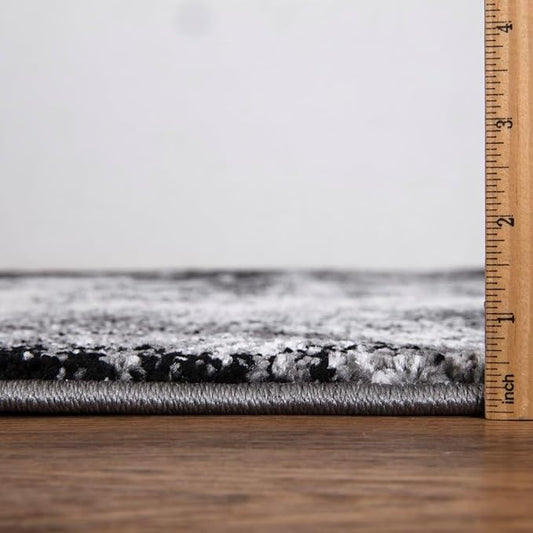 Keen Home Design Area Rugs - 2x16 Non-Shedding, Abstract Rugs for Kitchen, Living Room, Bedroom, Dining Room, Entryway - Size: 2'8" x 16', Abstract Black