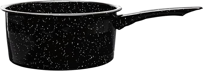 Millvado 3 Quart Granite Saucepan, Naturally Nonstick Sauce Pots, Speckled Enamel Ware Cookware, Small Sauce Pan for Cooking and Boiling - Granite Cooking Pot for Stovetop, Campfire, Outdoor Stove
