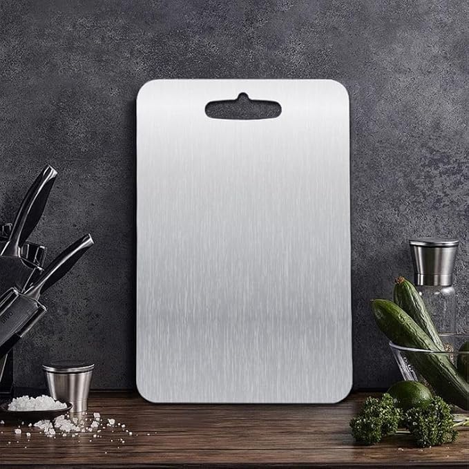 Titanium Cutting Board 100% Pure Titanium, Double-Sided cutting boards non toxic, Rustproof & Dishwasher Safe – Lightweight,metal cutting board Non-Porous Chopping Board for Meat, – 18” x 12”