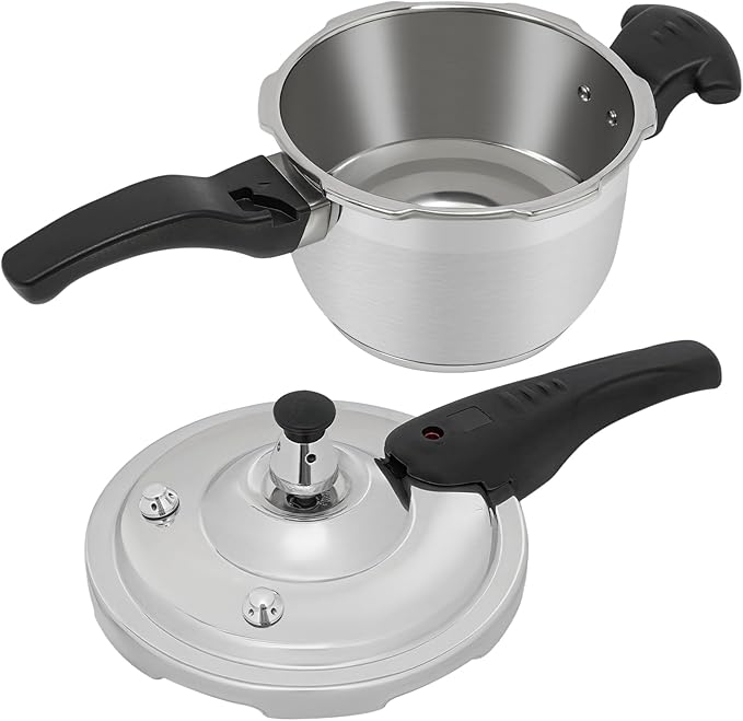 Bokknppo Stainless Steel Pressure Cooker Large Capacity 60Kpa Pressure Pot Explosion-proof Compound Bottom Pressure Canner with Pressure Limiting Valve for Gas Stove Induction Cooker (2L/0.53gal)