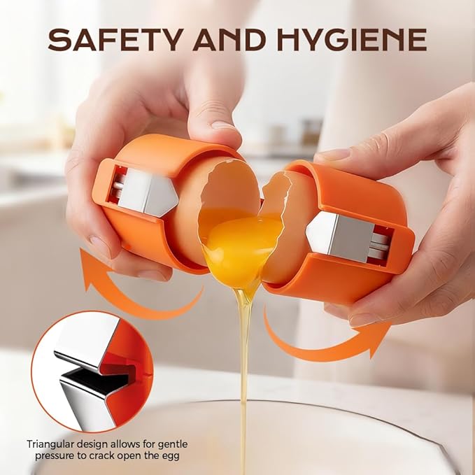 Egg Shell Opener, Upgrade Stainless Steel Eggs Cutter Eggs Cracker Tool, Eggs Separator Tools for Raw and Hard Boiled Eggs Peeler Shell Remover Kitchen Gadgets (Pink)