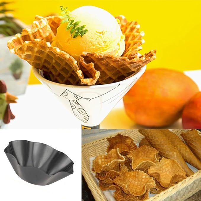 Tortilla Pan Set - 6 Pack Carbon Steel Non-Stick Taco Salad Bowl Tortilla Shell Maker Black Baking Pans with a Silicone Potholder and a Basting Brush (Large)