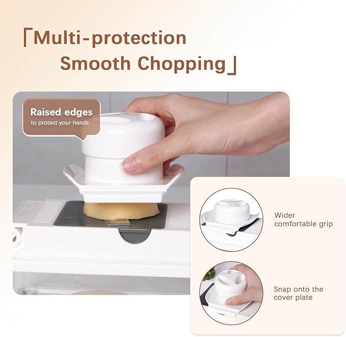 LHS Professional Multifunctional Vegetable Chopper Pro Food Chopper with Food Storage Containers, Mandoline Slicer Onion Dicer Fruit Cutter, Kitchen Gadgets and Home Essentials(7 in 1, White)