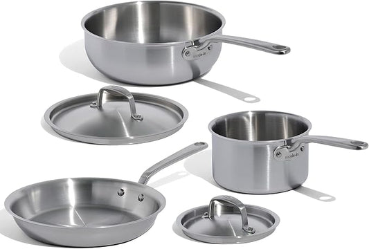 Made In Cookware - Stainless Steel Small Spaces Set - 5 Ply Clad - Includes Stainless Steel Frying Pan, Saucepan and Saucier with Lid - Professional Cookware - Crafted in Italy