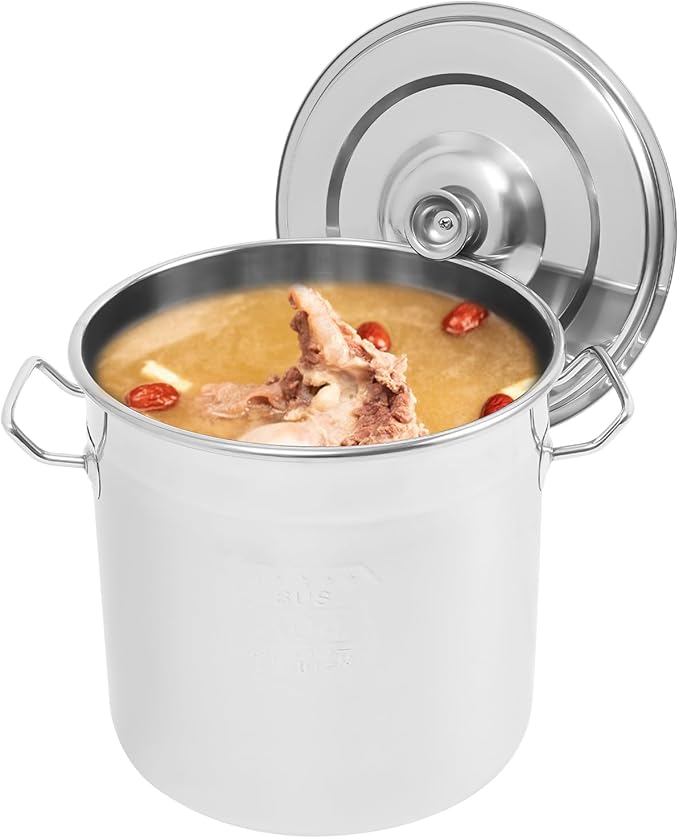 Stainless Steel Stock Pot w/Lid, Commercial Soup Cookware for Home/Restaurant/Hotels, for Stew/Simmering/Soup, Universal Stove Compatible (12L/12.68Qt.)