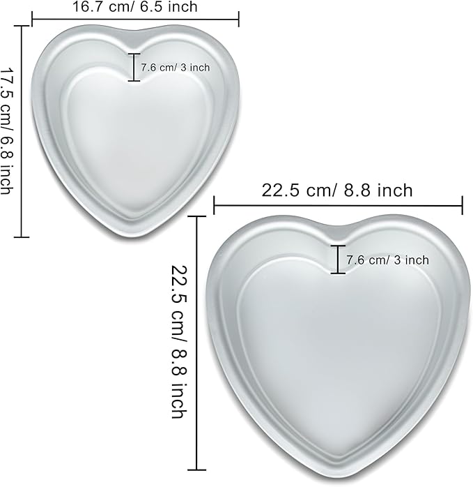 kefyixc Heart Shaped Cake Pans 6&8 Inch 3 Inch Deep Other Occasion Cakes