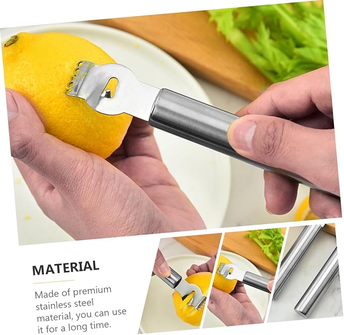 GLEAVI 3PCS Stainless Steel Lemon Zester Grater Multi-Purpose Fruit Peeler Kitchen Tool Set for Easy Peeling and Grating