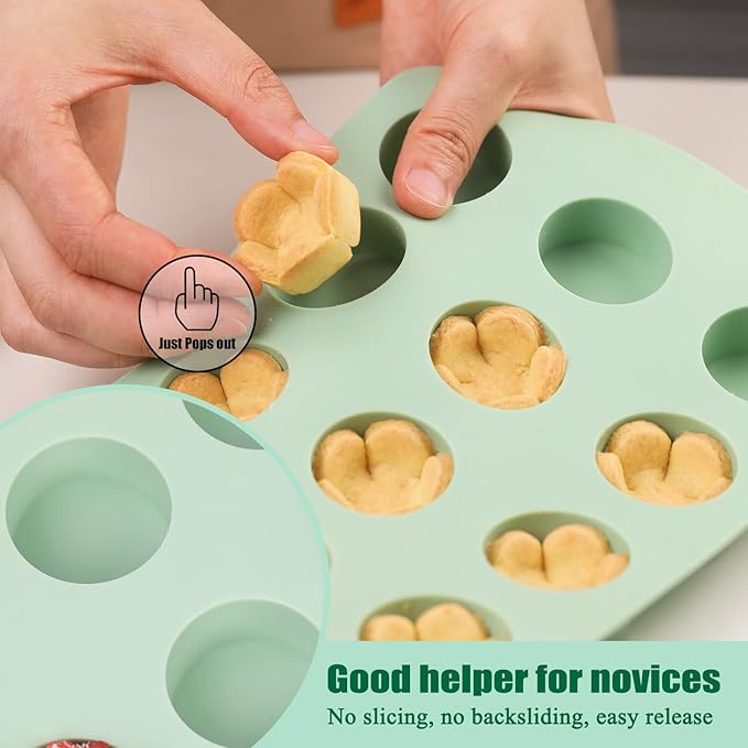 QELEG 2 Pcs Cake Puck Molds, 15 Cup Cylinder Silicone Mini Cake Baking Mold, Oreo Chocolate Mold Set of 2