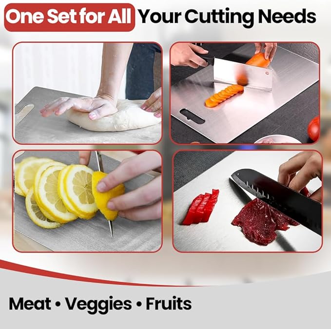 Premium Titanium Cutting Board - 100% Pure Titanium Cutting Boards for Kitchen Use - Durable and Lightweight Cutting Board Accessory for Precise Chopping and Slicing 1PC (12"L x 9"W)