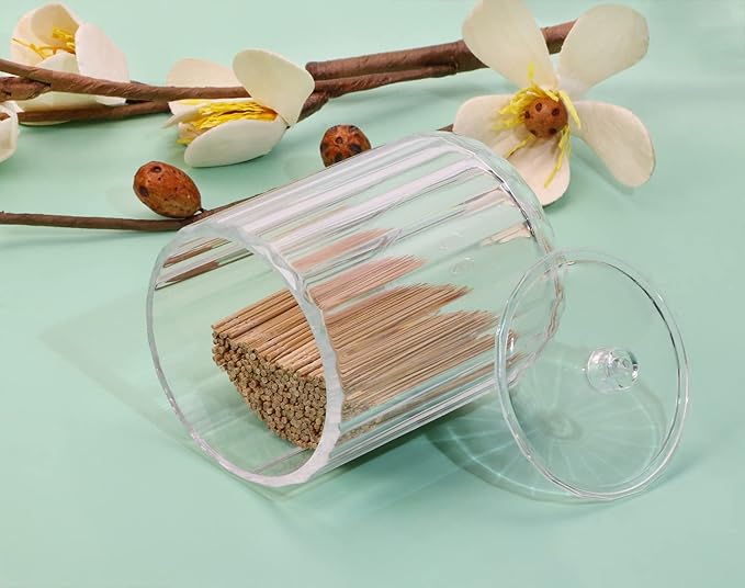 ONLYKXY 2pcs Clear Acrylic Toothpick Holder Elegant Clean For Home Kitchen Storage Gadgets Creative Portable Toothpick Box (Circular+lid)