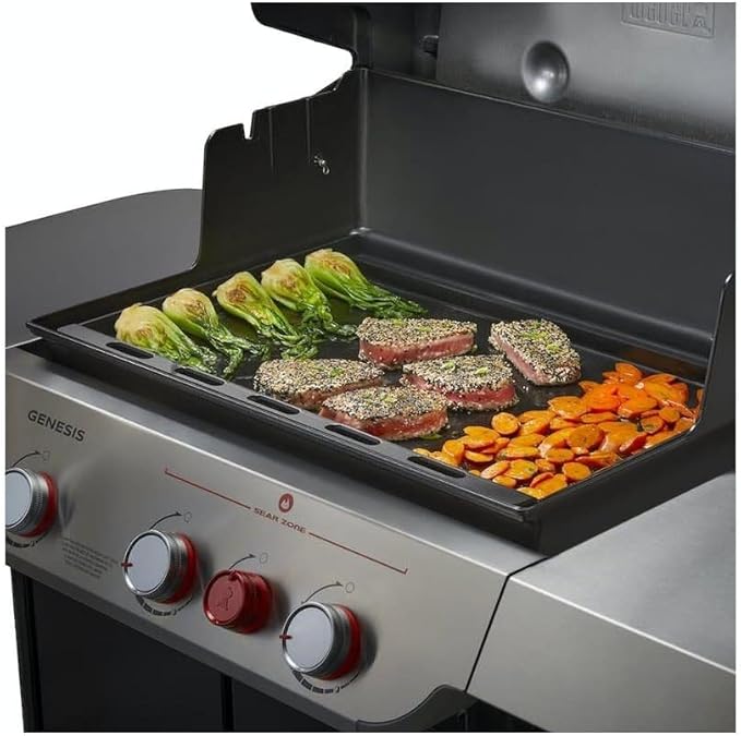 Weber Rust‑Resistant Outdoor Griddle Insert, Full‑Size – Pre-Seasoned Carbon Steel Griddle for Summit and Genesis 300 Series Gas Grills