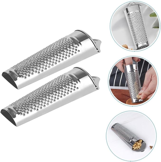 2Pcs Stainless Steel Ginger Zesters Multifunctional Kitchen Graters for Vegetables Cheese and Nuts Easy to Use Space Saving Graters for Home and Restaurant Use