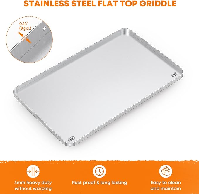 Stanbroil Flat Top Griddle for Cuisinart CGG-0036 36" 4-Burner Gas Grill, Stainless Steel Griddle Replacement Top with Dual Grease Management System