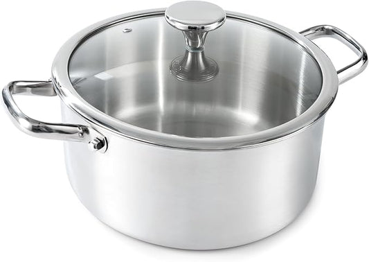 ODPFTY 6QT Stainless Steel Stock Pot with Encapsulated Bottom & Lid - Professional Soup Pot - Nonstick Thick Bottom Stockpot for Cooking, Stewing, and Canning, Dishwasher Safe
