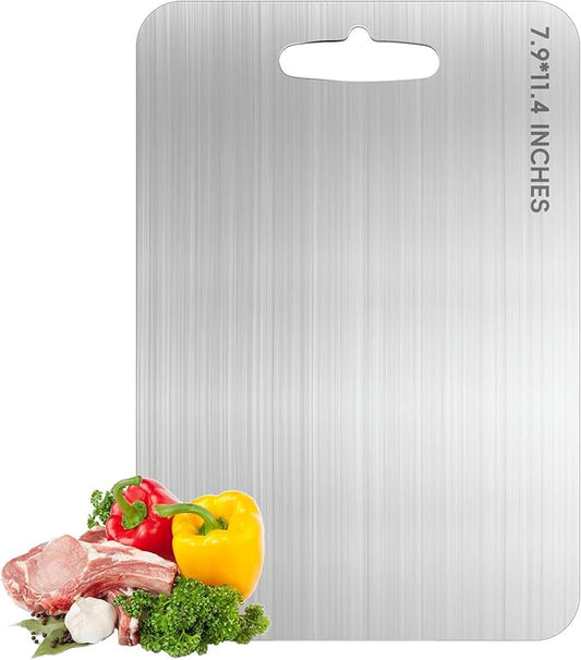 Titanium Cutting Board for Kitchen, 316 Stainless Steel Cutting Board Double-Sided Medical Grade Non Toxic Chopping Board Metal Durability Cutting Boards for Camp Vegetable, 7.9" * 11.4"