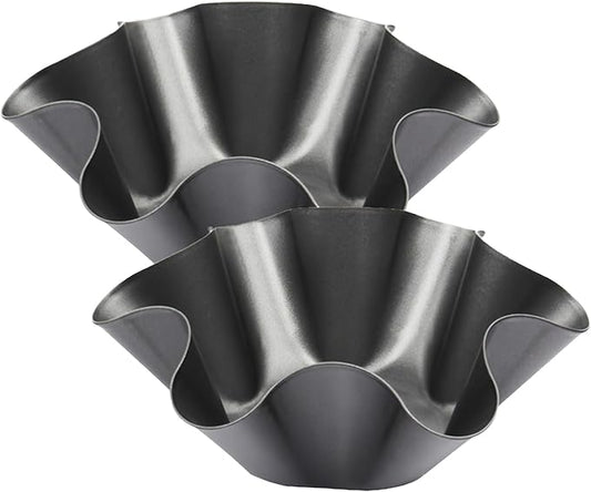 2 Pack 8.5" Nonstick Large Taco Shell Bowl – Carbon Steel Tortilla Maker Shell Pans Baking Molds Tostada for Frying Salad Bowls